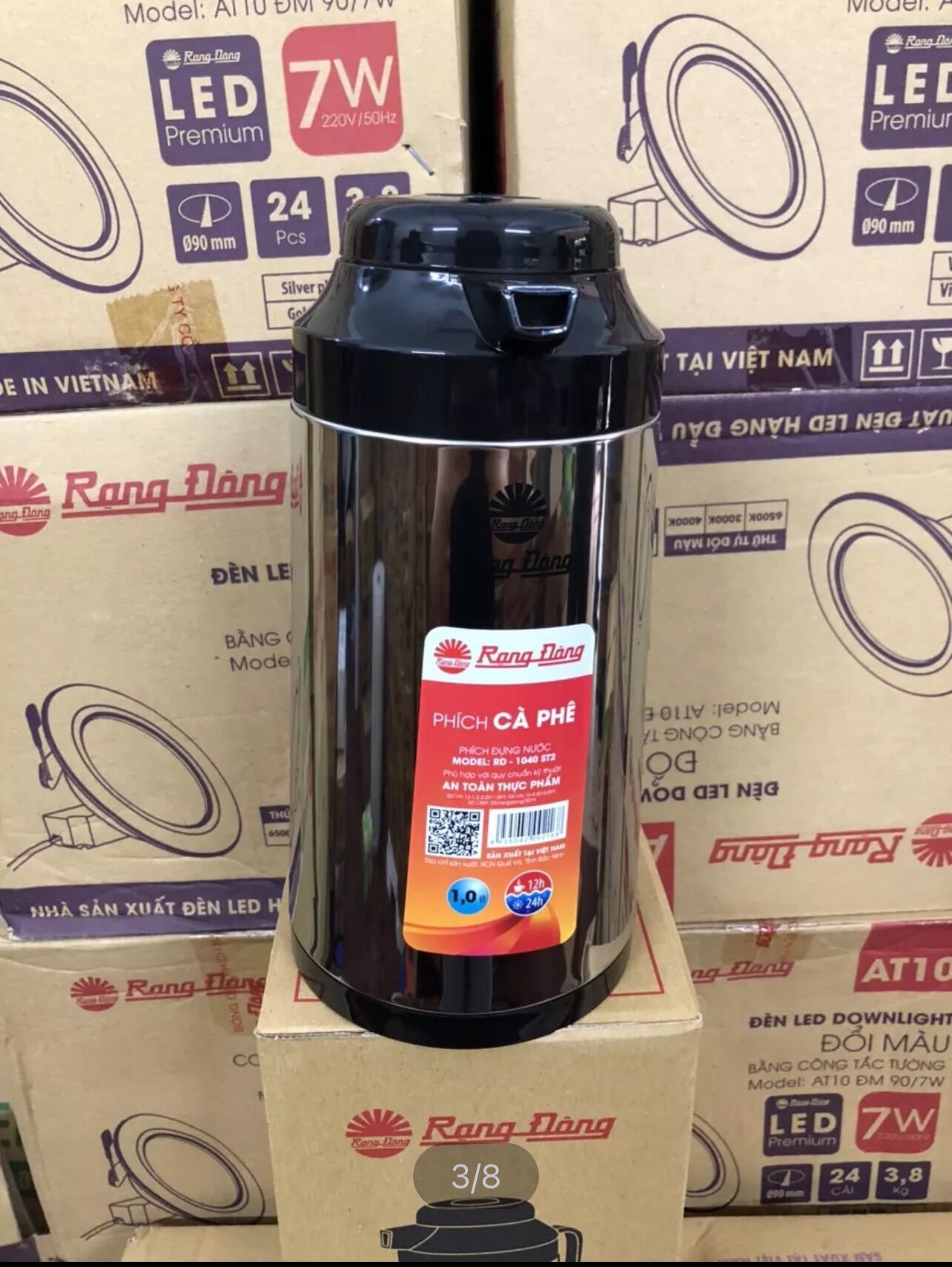 Phích đựng nước nóng-bình giữ nhiệt pha trà có lõi lọc 1lit rạng đông 1055st1.e-ấm giữ nhiệt rạng đông