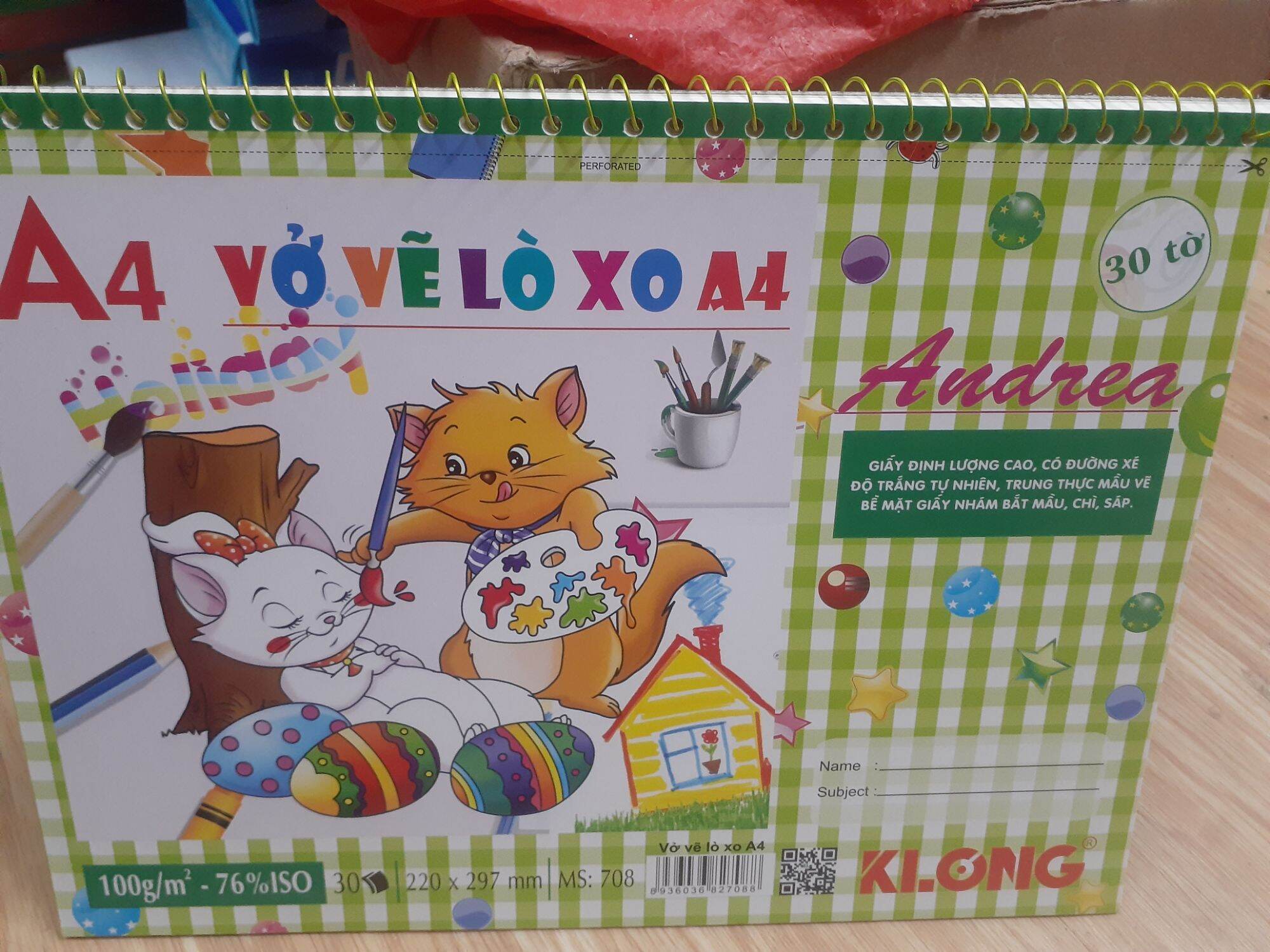 Vở vẽ lò xo a4 giấy vàng