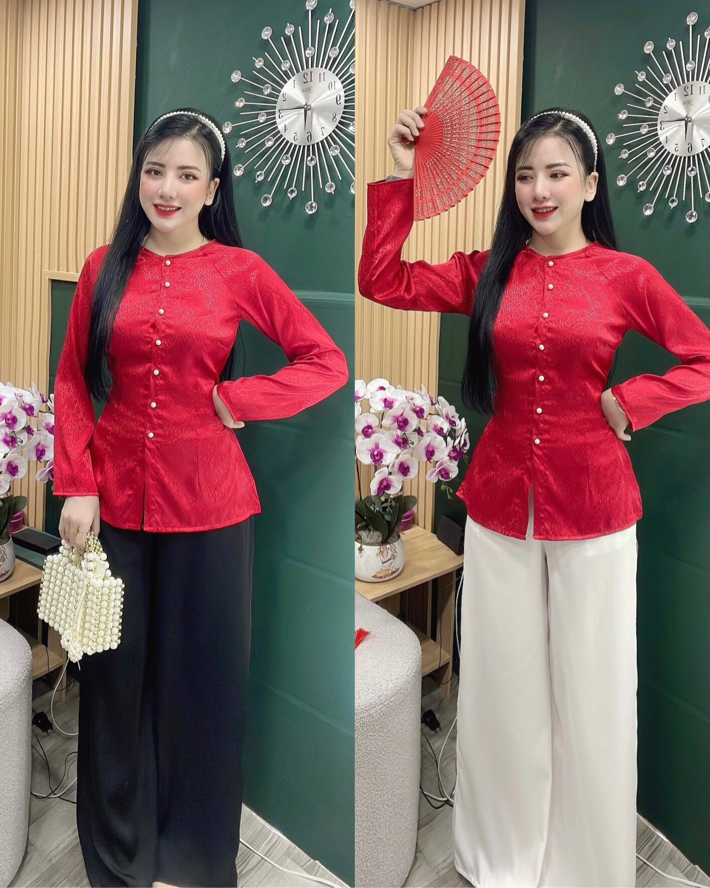 Bộ Bà ba đi chùa đẹp gấm xước