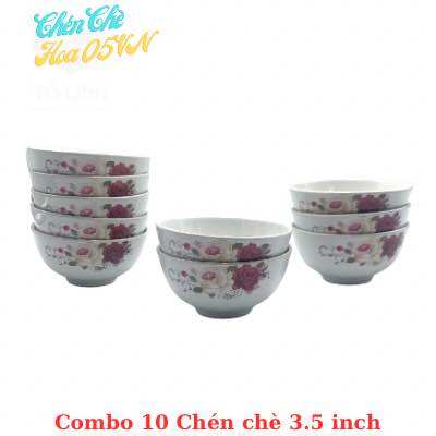 Combo 10 chén cơm gốm sứ Việt Nam họa tiết hoa-Bộ 10 chén cơm gốm sứ hoa Việc Nam