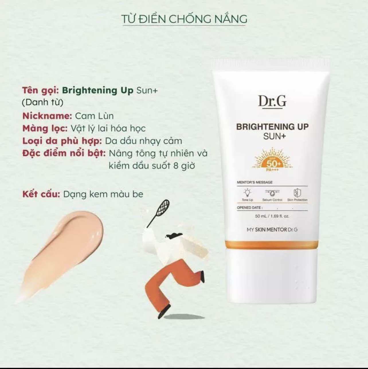 Kem Chống Nắng Kiềm Dầu Nâng Tone Da Dr.G Brightening Up Sun