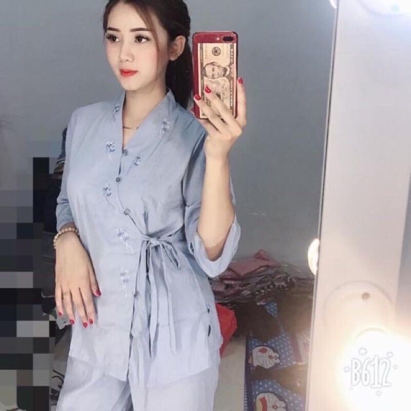 Đồ Lam Đi Chùa ✅ Mẩu Bài Lai Nhật Thêu Bông Dây