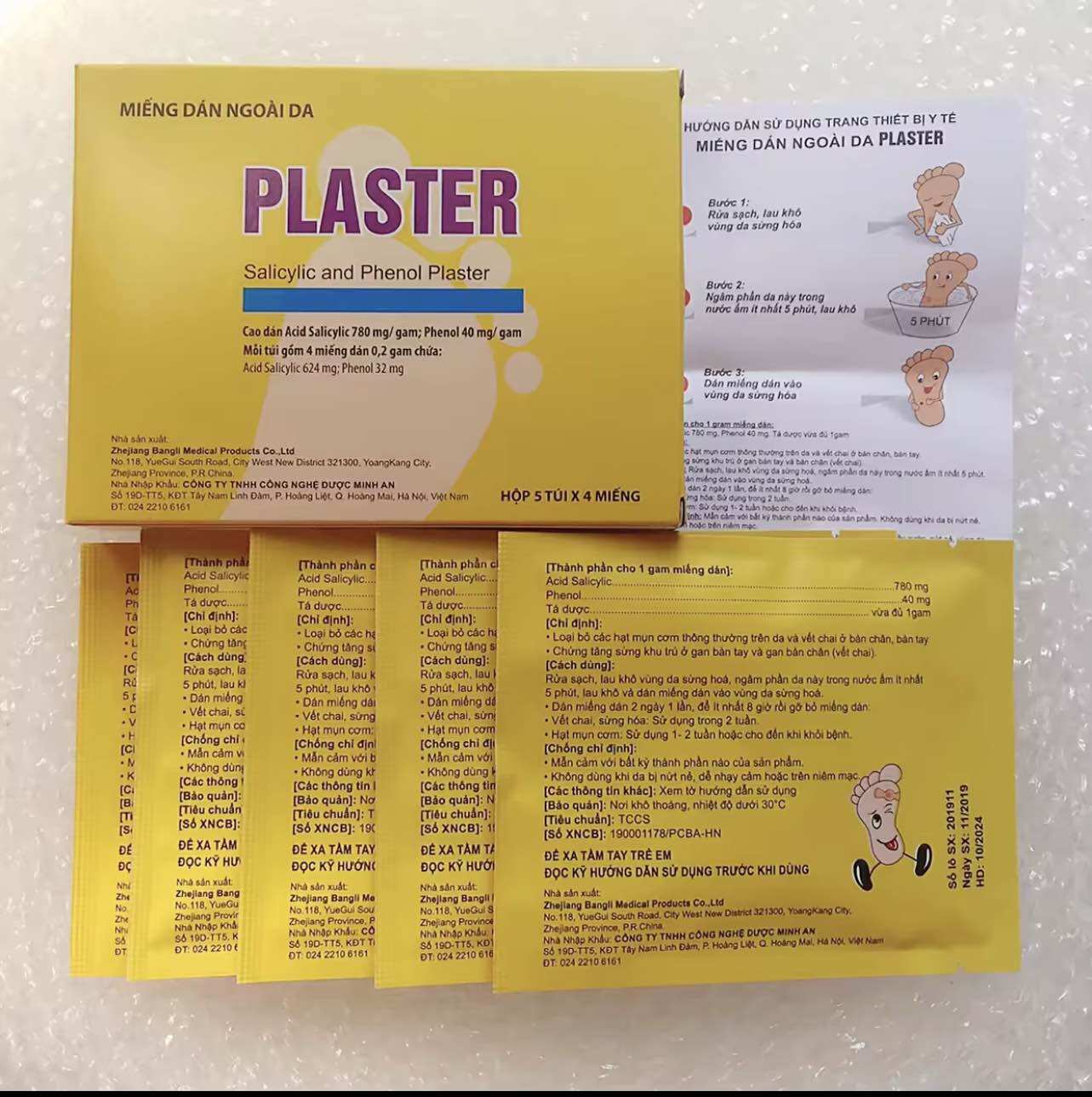 Miếng dán Plaster mụn cơm mụn cóc Plaster Minh an ( Hộp 5 túi* 4 miếng)