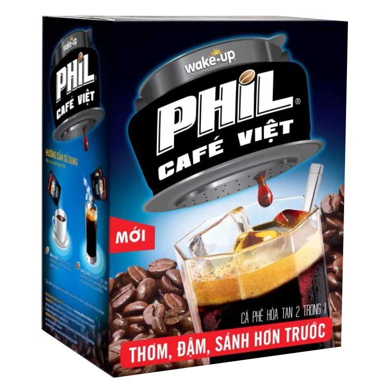 Cà Phê Đen Phil Cafe Việt Wake Up 15 gói x 16gam DATE GIAO MỚI