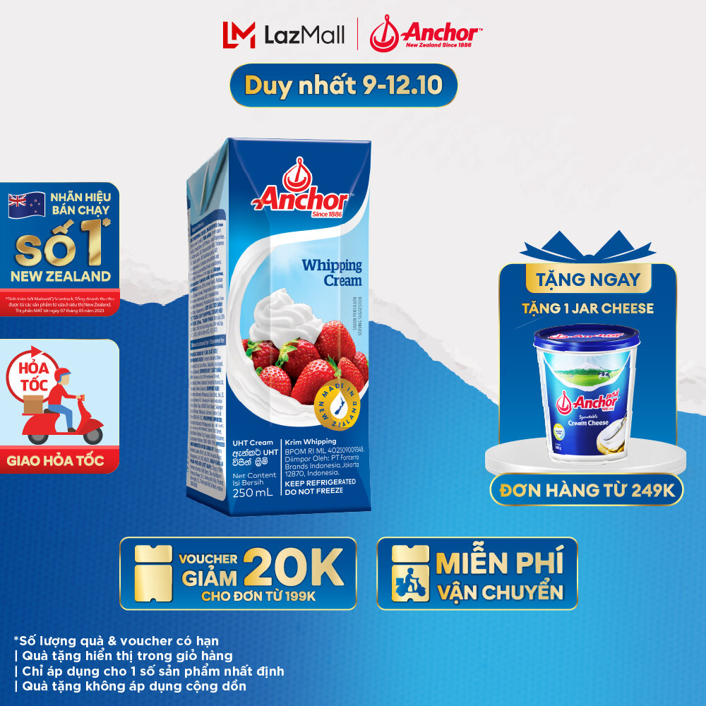 [GIAO HÀNG HỎA TỐC - HCM] Kem Sữa Tươi Tiệt Trùng Anchor Whipping Cream Hộp 250Ml