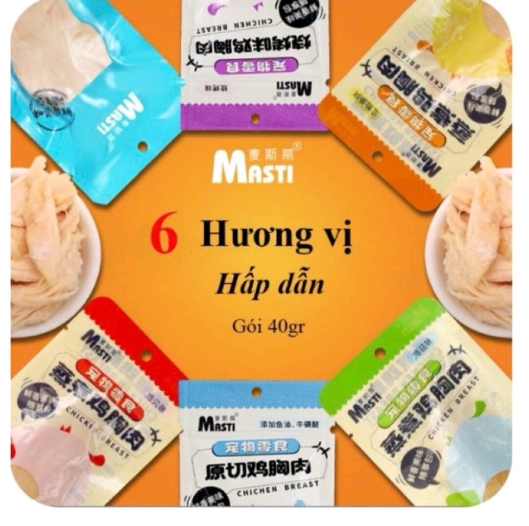 Ức gà hấp Masti cho chó mèo ăn liền thơm ngon,dinh dưỡng.