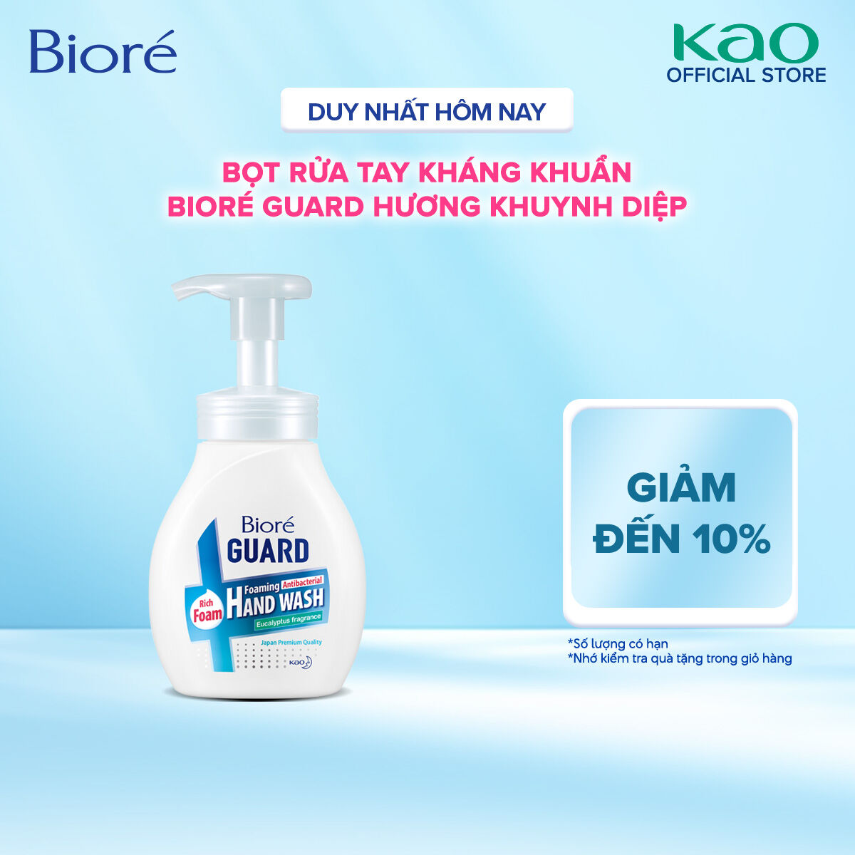 Biore Bọt Rửa Tay Kháng Khuẩn Guard – Hương Khuynh Diệp (Chai) 250ml