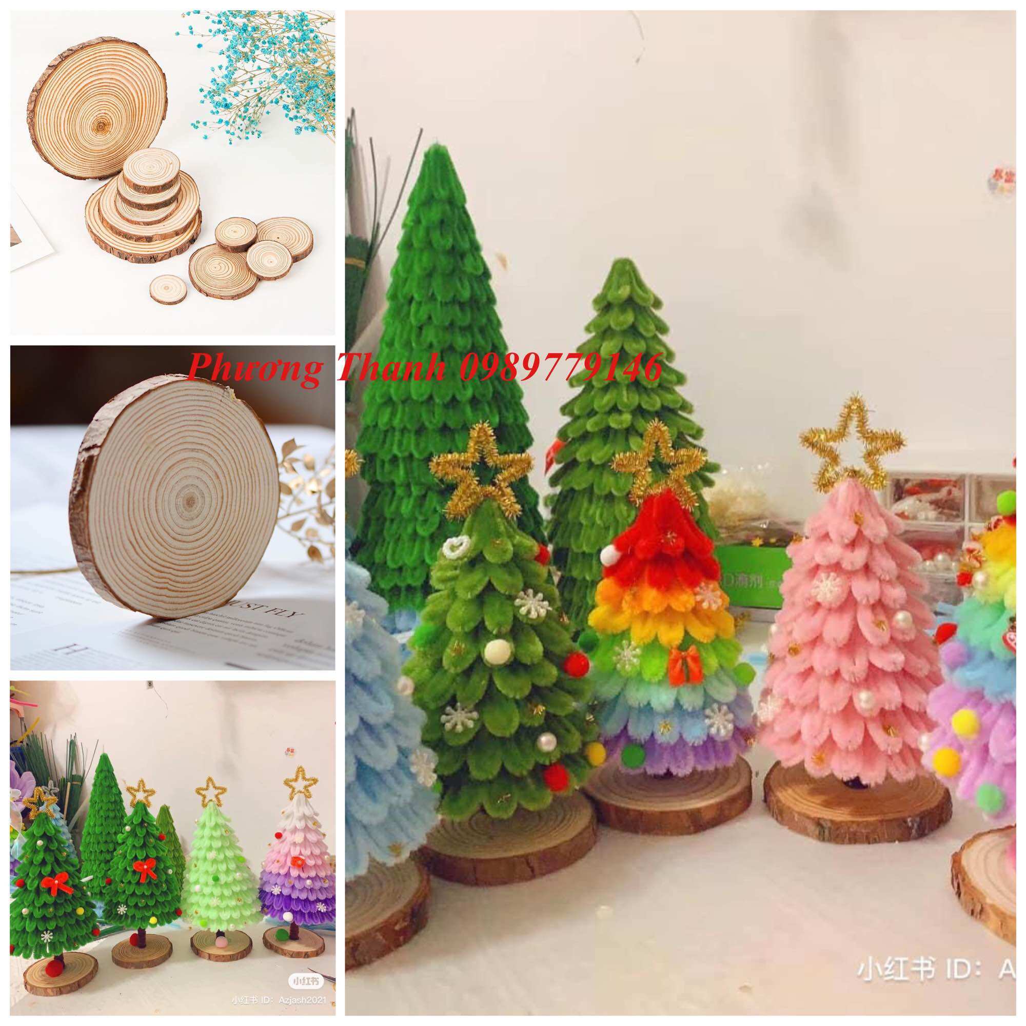 1 lát gỗ tròn làm đế cây thông noen