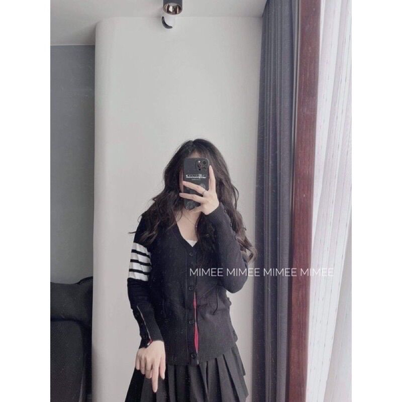 Áo Cardigan Thom Len Mỏng Hoạ Tiết Bốn Sọc
