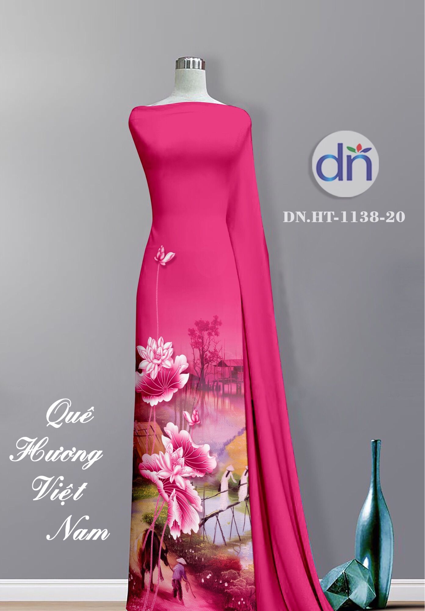 Vải áo dài hoa sen