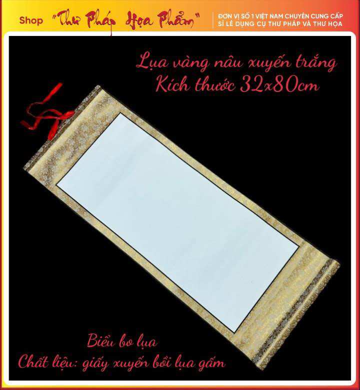 Biểu lụa viết thư pháp vẽ tranh, kích thước 32x80cm
