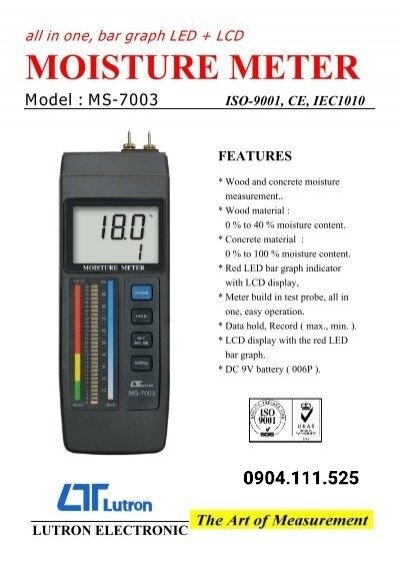 Máy đo ẩm gỗ, bê tông, giấy LUTRON MS-7003