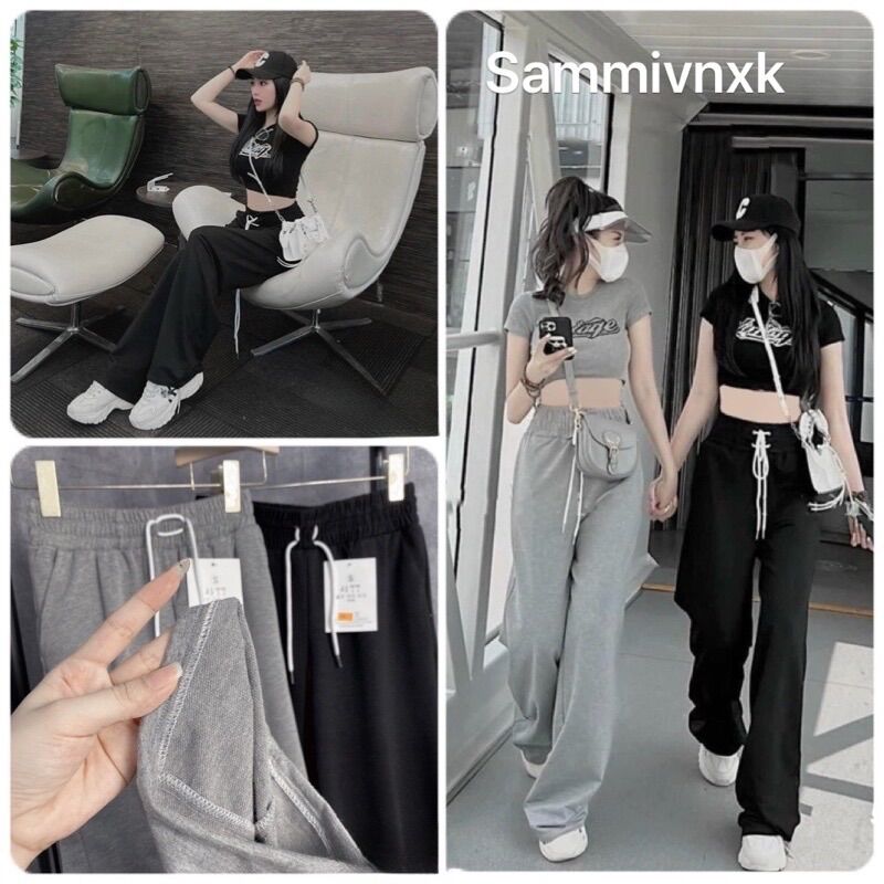 Quần ống rộng nữ cạp chun dáng dài Sammivnxk☘️Quần ống suông nữ cạp chun☘️freeship