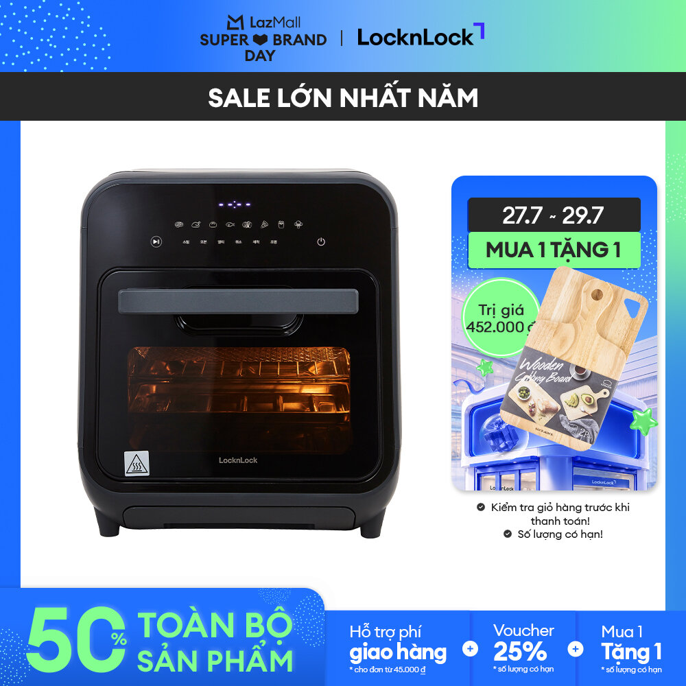 Trả góp 0% - EJF693GRY - Lò nướng chân không kết hợp chức năng hấp LockLock 12.5L- Công nghệ Hơi nước, 8 chế độ nấu - Hàng chính hãng