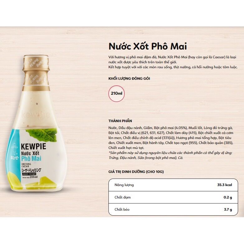 Xốt Kewpie phô mai chai 210ml