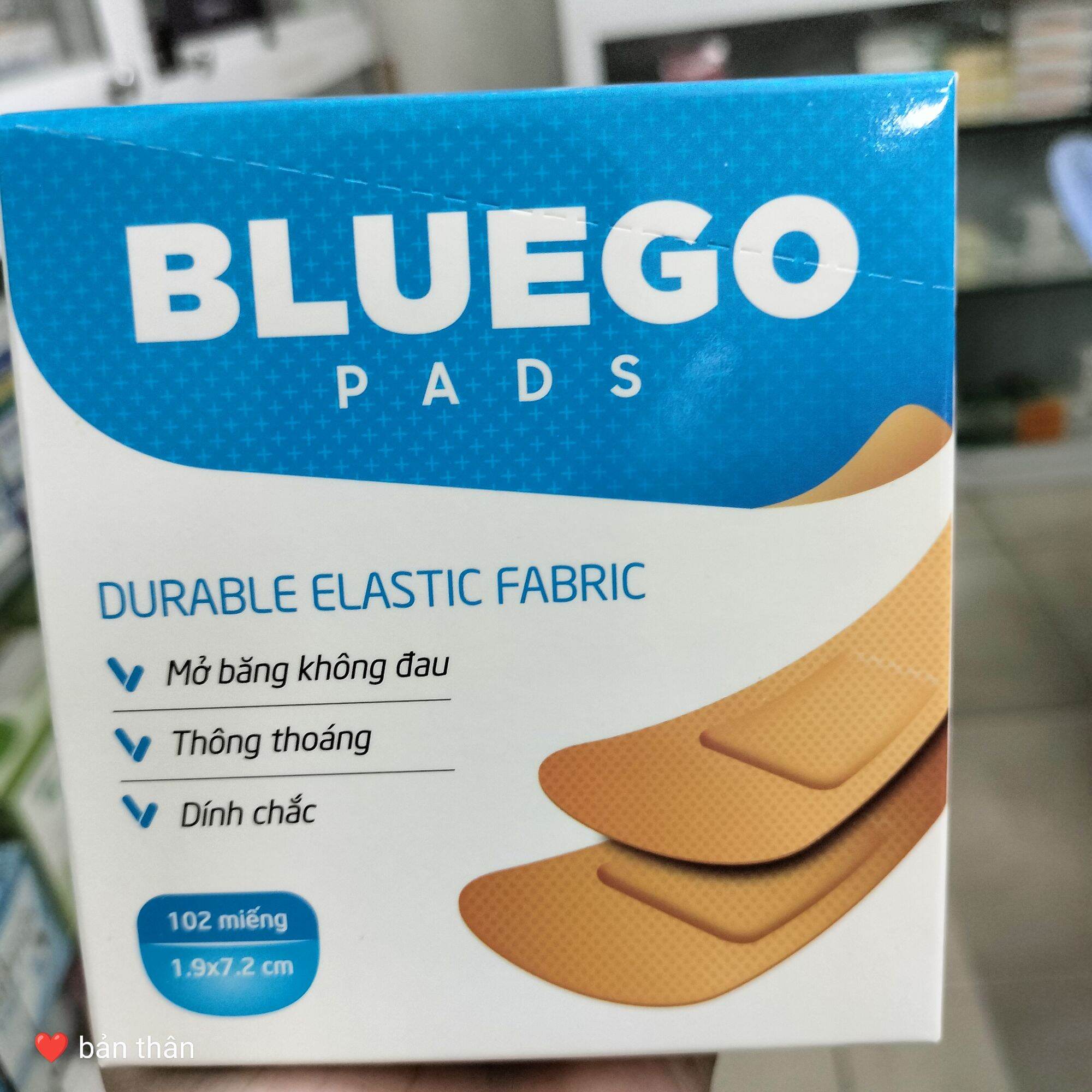 Băng keo cá nhân BLUEGO PADS giúp dán vết thương, mở không đau, thông thoáng, dính chắc