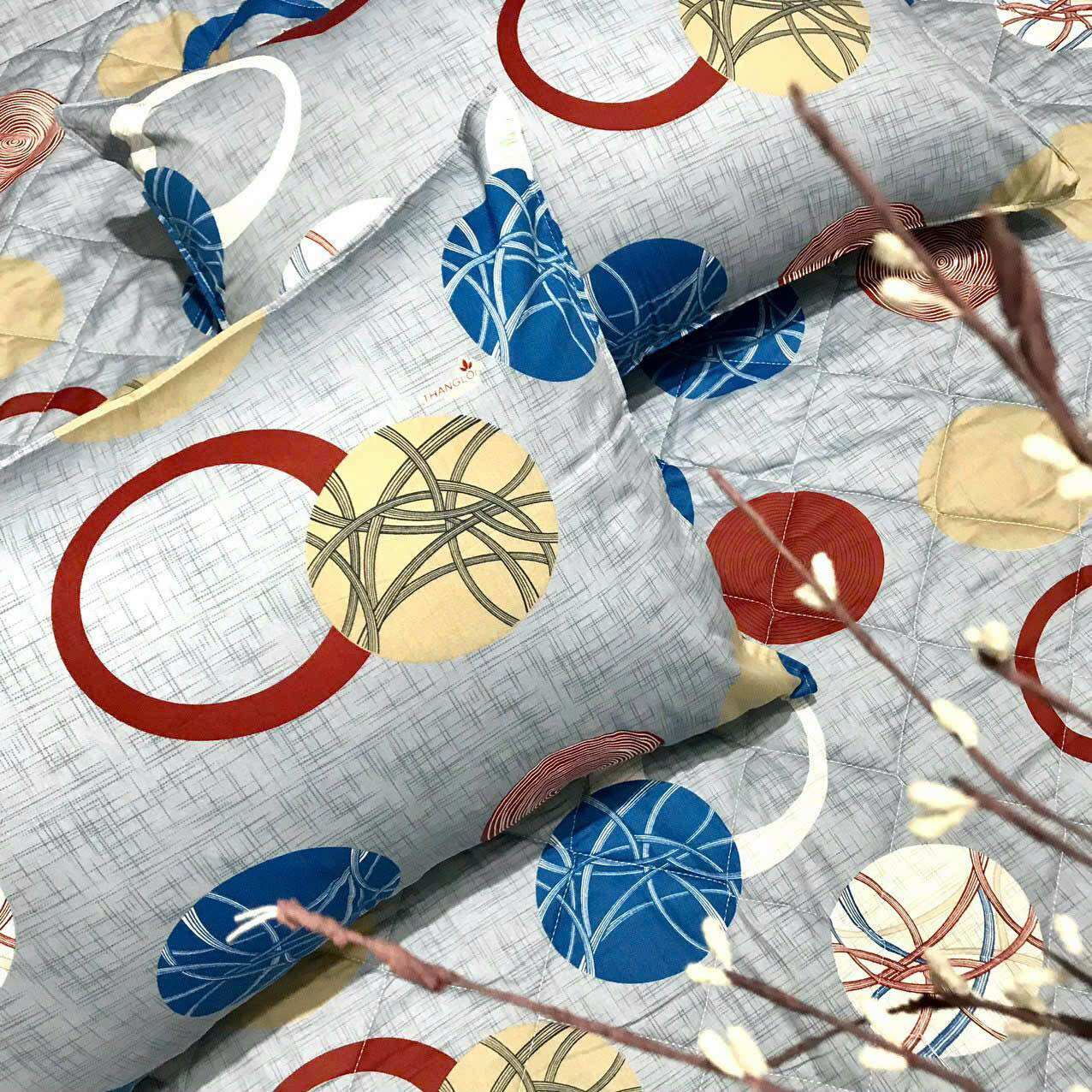 Bộ Chăn Ga Gối Cotton Thắng Lợi - chấm tròn