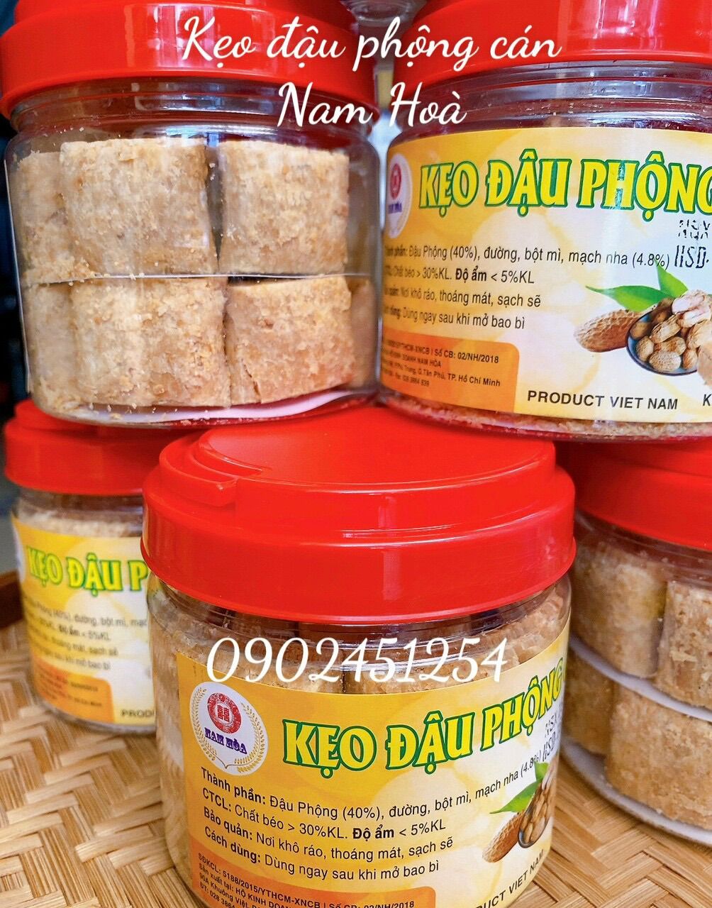 (Sản phẩm dễ vỡ) Kẹo Bánh Đậu Phộng Cán Nam Hòa 260g/250g