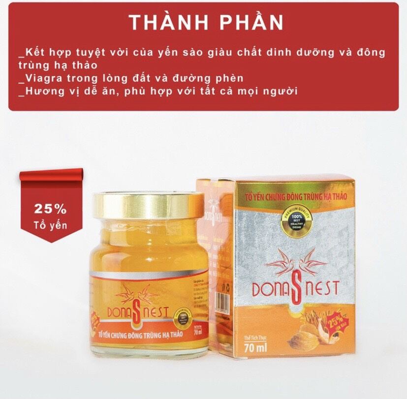 Combo 10 yến sào đông trùng hạ thảo cao cấp,đặc biệt 25% yến, đậm đặc