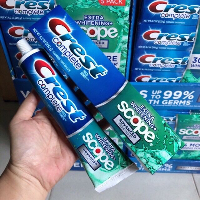 Kem đánh răng trắng răng Crest Complete Whitening Plus Scope Advanced Active Foam 232g của Mỹ Date 2024