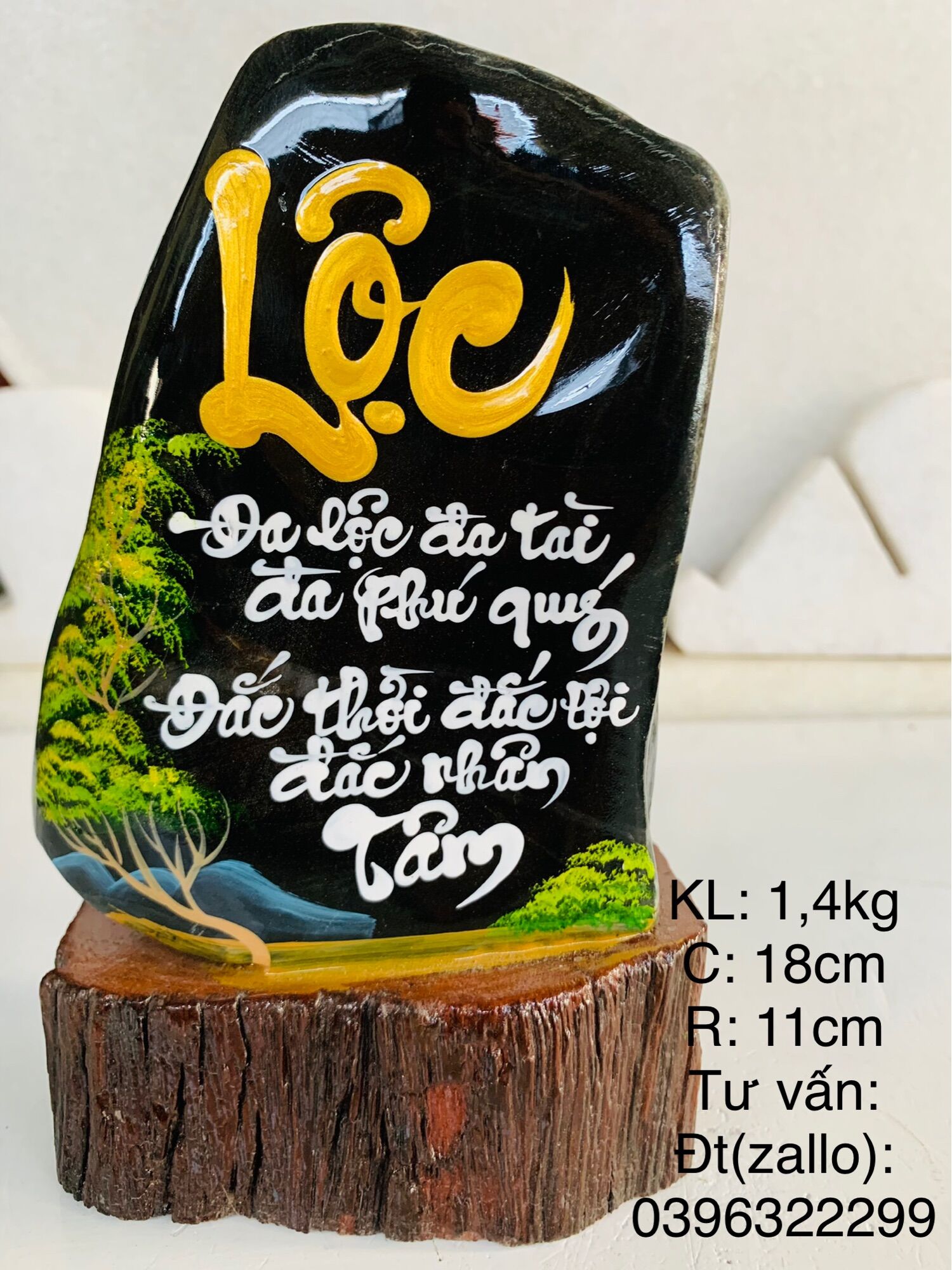 Thư pháp trên đá màu tự nhiên,thơ: ( TÀI LỘC ), (Kl: 1,5-2kg, cao: 15-17cm.Rộng:8-10cm), shop giao hàng ngẫu nhiên theo mẫu bài đăng…( TPTD01)