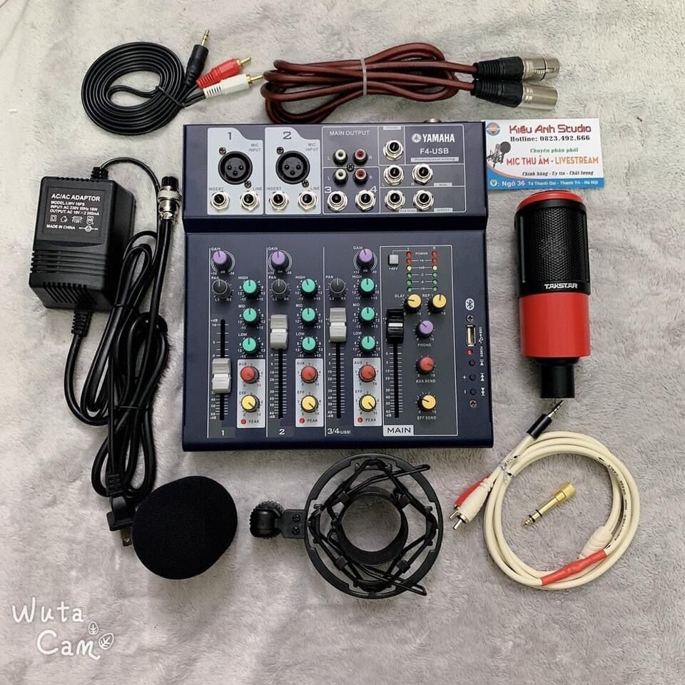 Bộ thu âm karaoke takstar pc k320+ mixer f4 kèm dây live và lấy nhạc đầy đủ