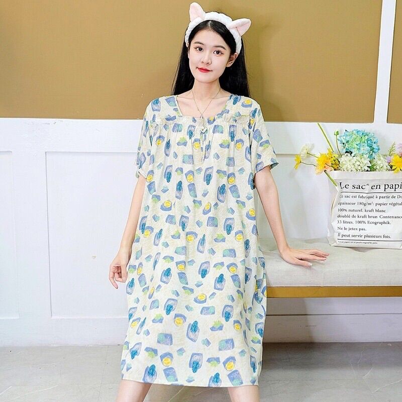 (Mới) Váy mặc nhà, váy bầu lanh lụa cực nhẹ mát, mềm mịn