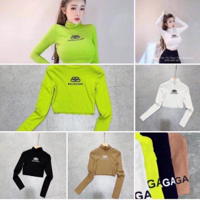 Áo Thun Cổ Lọ Croptop Tay Dài BALENN