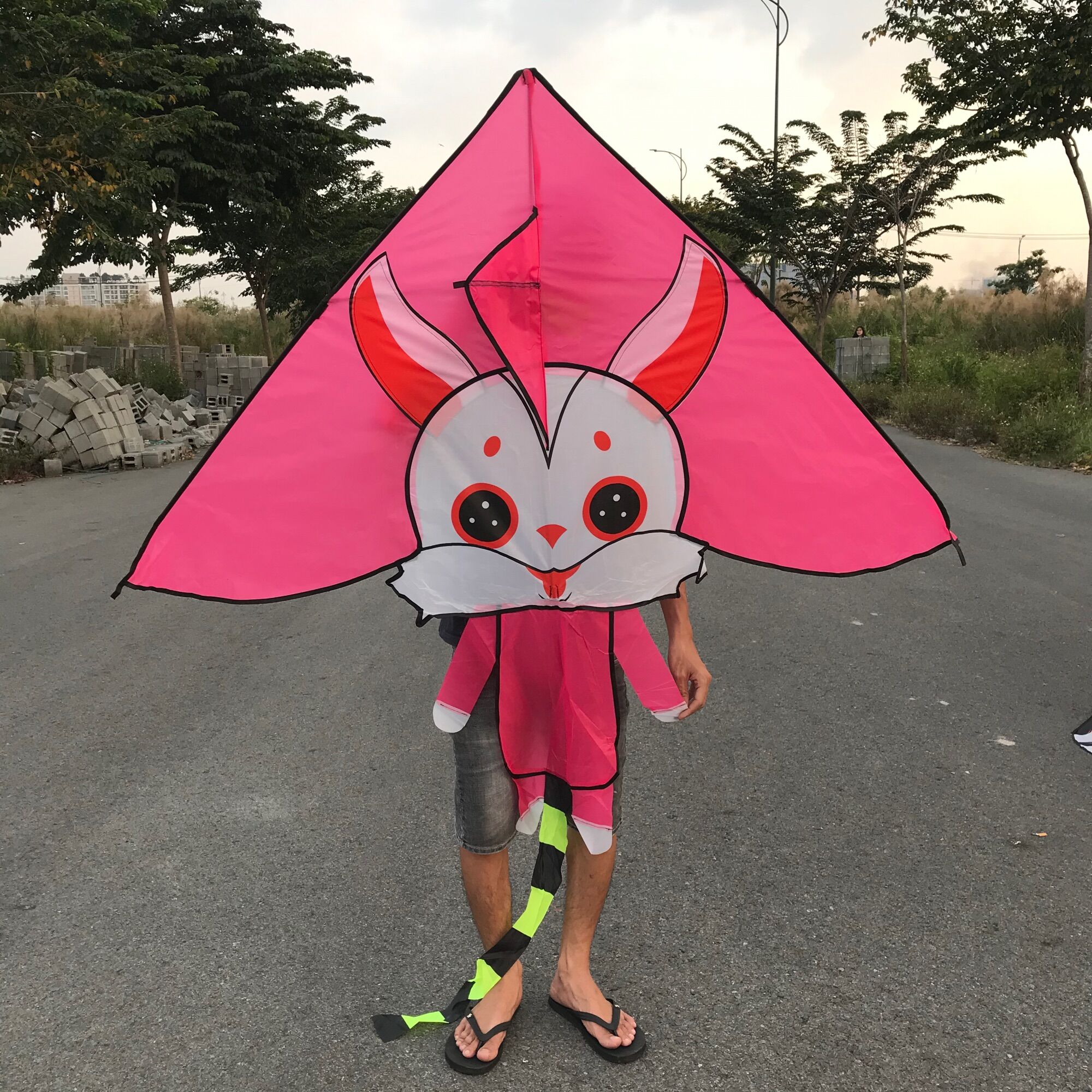 [HCM][MUA 1 ĐƯỢC 2] Diều thỏ hồng cute - Tặng tay cầm thả diều 150m d&acircy + t&uacutei vải đựng diều (shop diều đẹp-độc-lạ-rẻ)