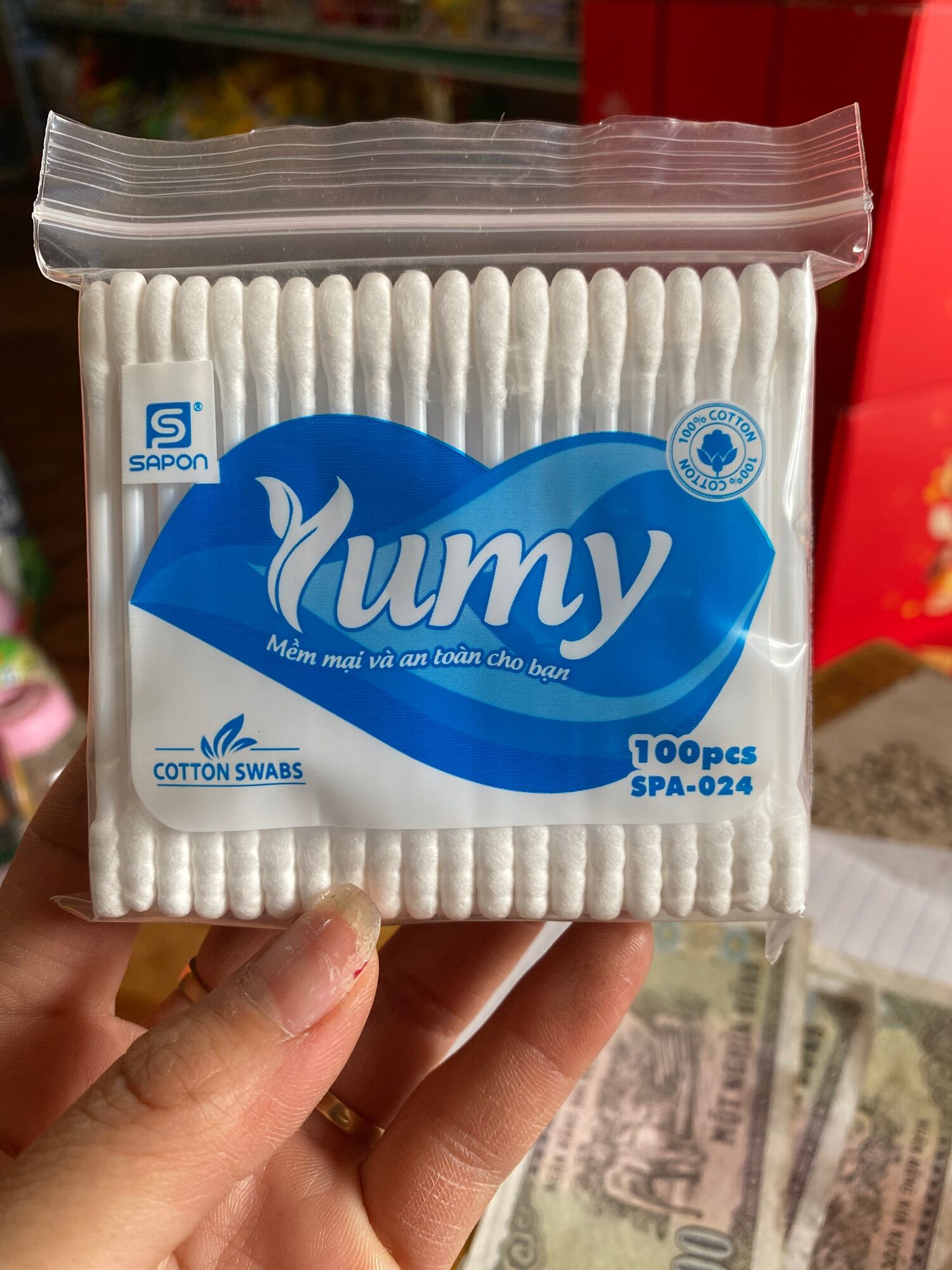 Tăm bông vệ sinh cao cấp yumy túi 100 que