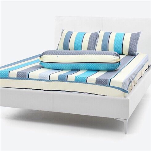 [HỖ TRỢ PHÍ SHIP] Bộ Drap Cotton Thắng Lợi 4 món, áo gối chần gòn, mẫu SỌC BI KEM  (1m2/1m4/1m6/1m8 x 2m) CÓ BÁN MỀN LẺ