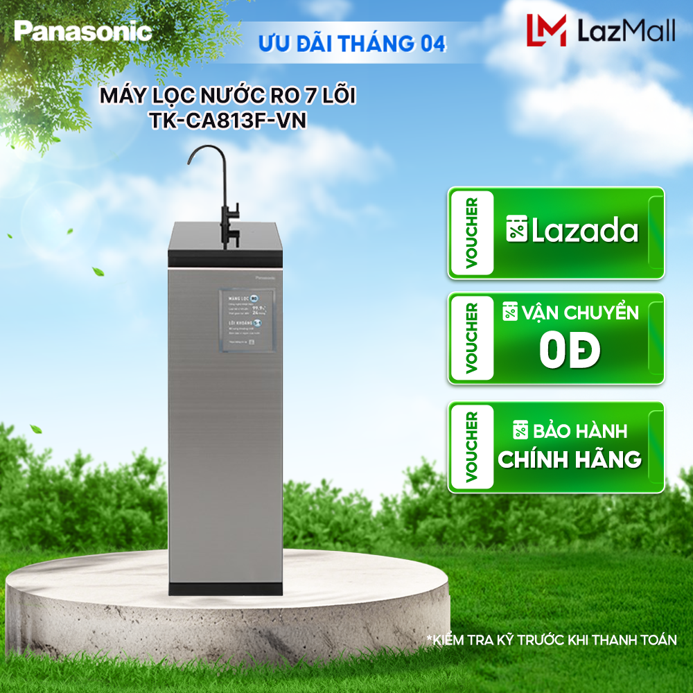[Trả góp 0%]Máy lọc nước RO 7 lõi với đèn báo thay lõi, cửa kính mờ cường lực cao cấp Panasonic TK-CA813F-VN - lắp đặt toàn quốc
