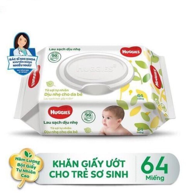 [Date 2024] 1 gói khăn ướt Bobby 100 miếng, Huggies 64 miếng