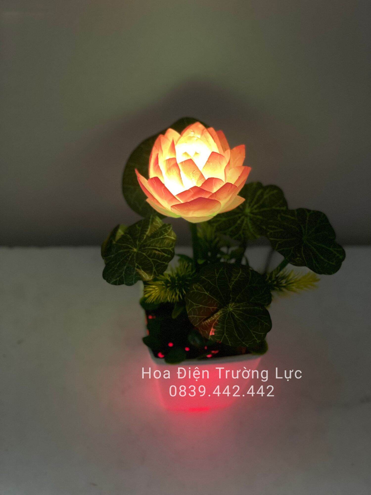 Đèn hoa sen trang trí bàn thờ cao 30 cm