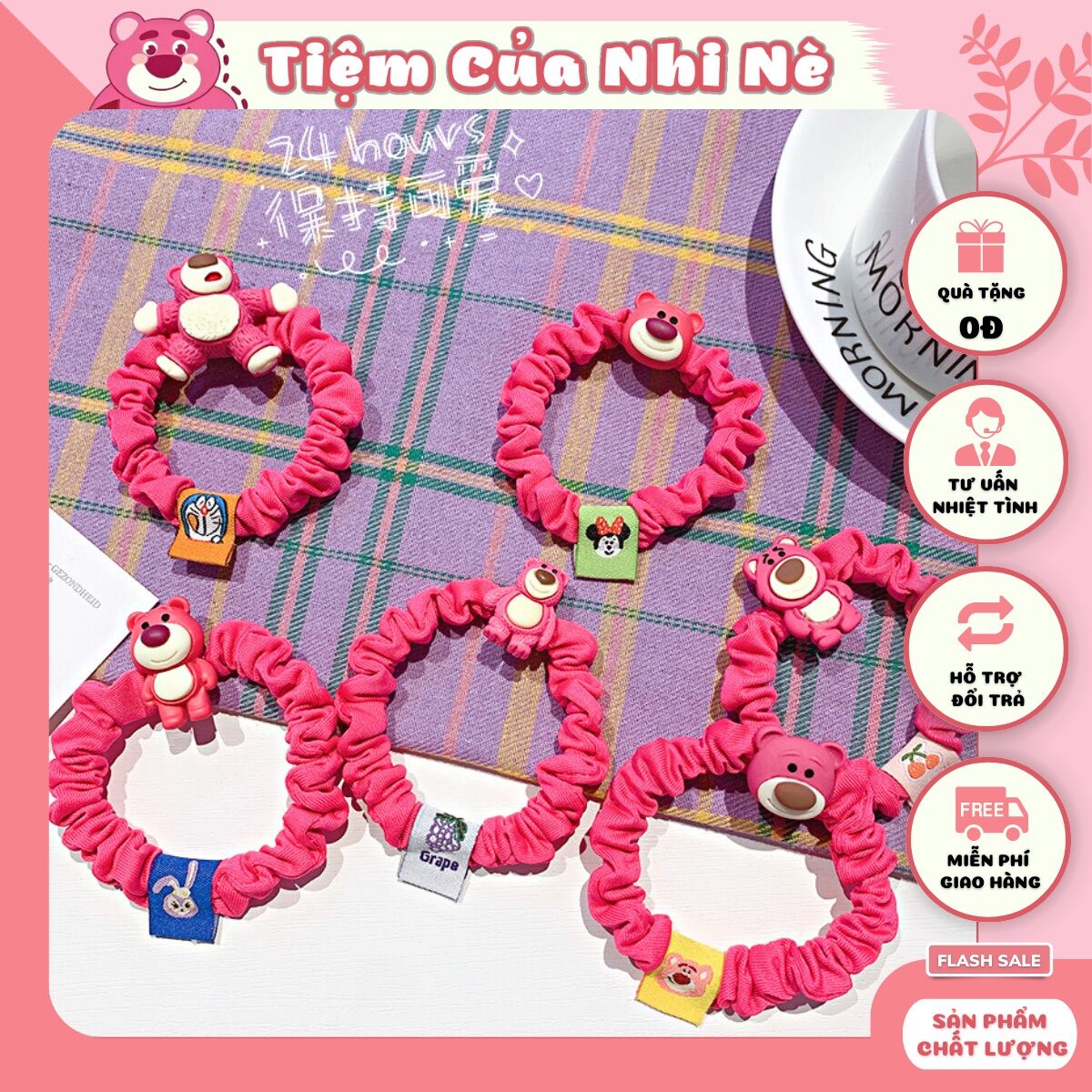 Cột tóc gấu dâu lotso