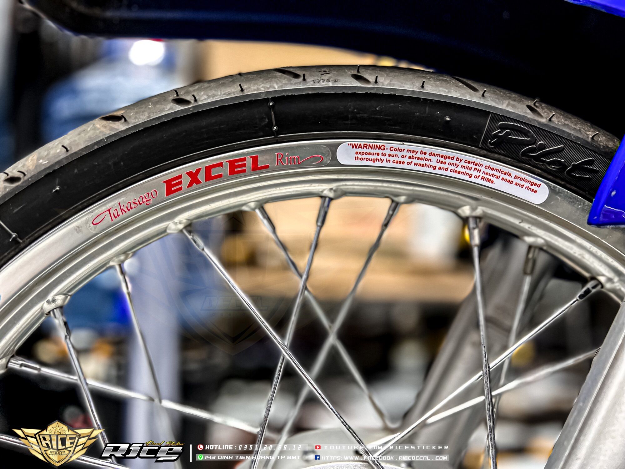 Tem dán niềng Trong suốt UV Excel 8 miến dán ( Rim Asia ) Ricedecal®️