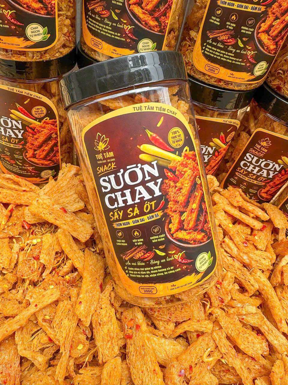 🌶️ SƯỜN CHAY SẤY SẢ ỚT TUỆ TÂM 🌶️-hủ 200gram