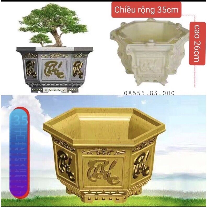 Khuôn đúc chậu lục giác 35 ( khuôn chậu abs có lòng trong )