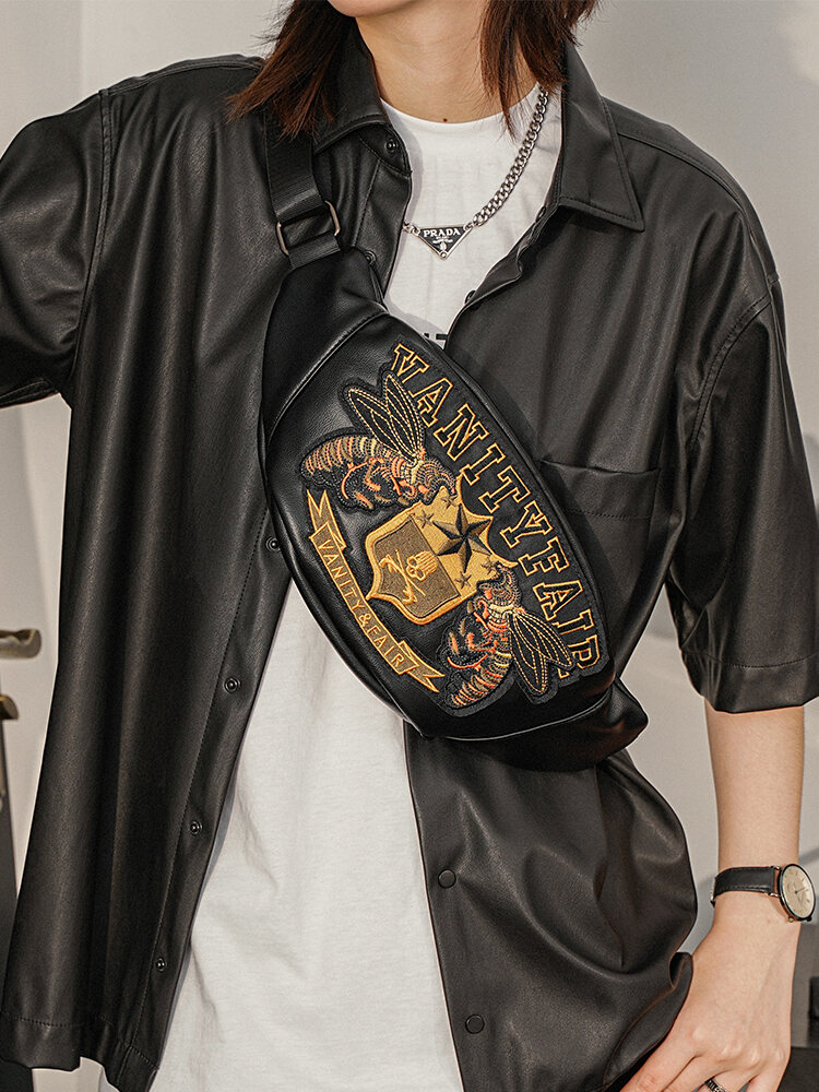 Túi Đeo Vai Da Thời Trang Phong Cách Đường Phố Túi Đeo Hông Ngoài Trời Cho Nam Túi Đeo Ngực Nhỏ Túi Đeo Lưng Mềm PU