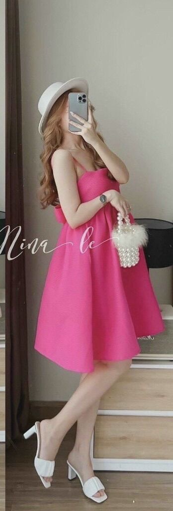 (SHOP BIGSIZE nữ 50kg đến 90kg) ĐẦM 2 DÂY BABYDOLL NƠ LƯNG BIGSIZE