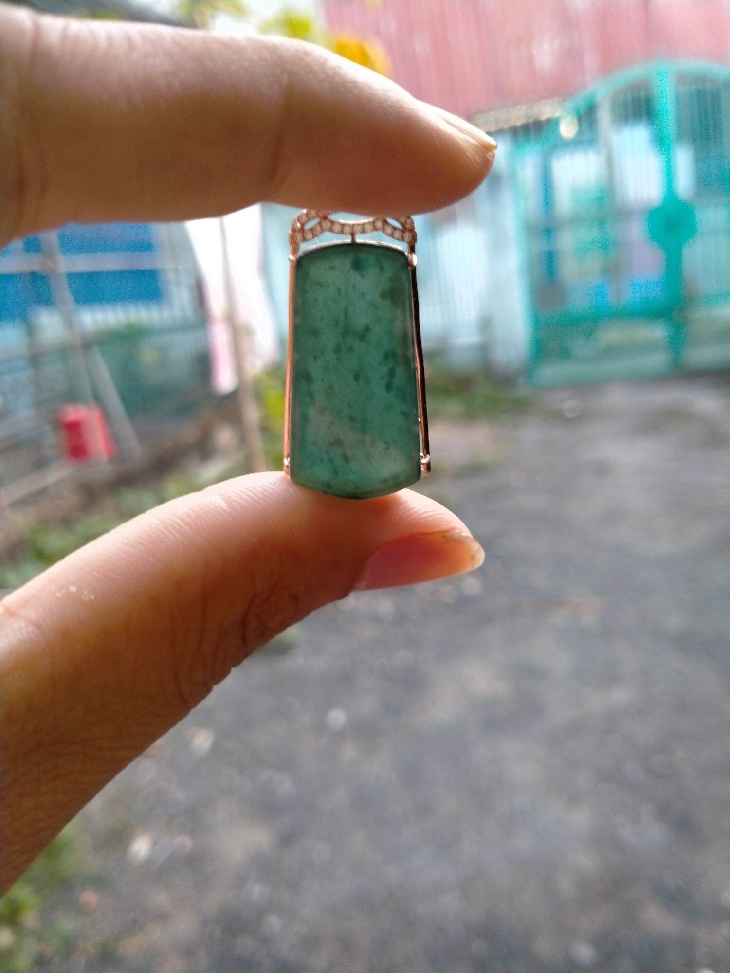Mặt dây cẩm thạch lam bông tuyết