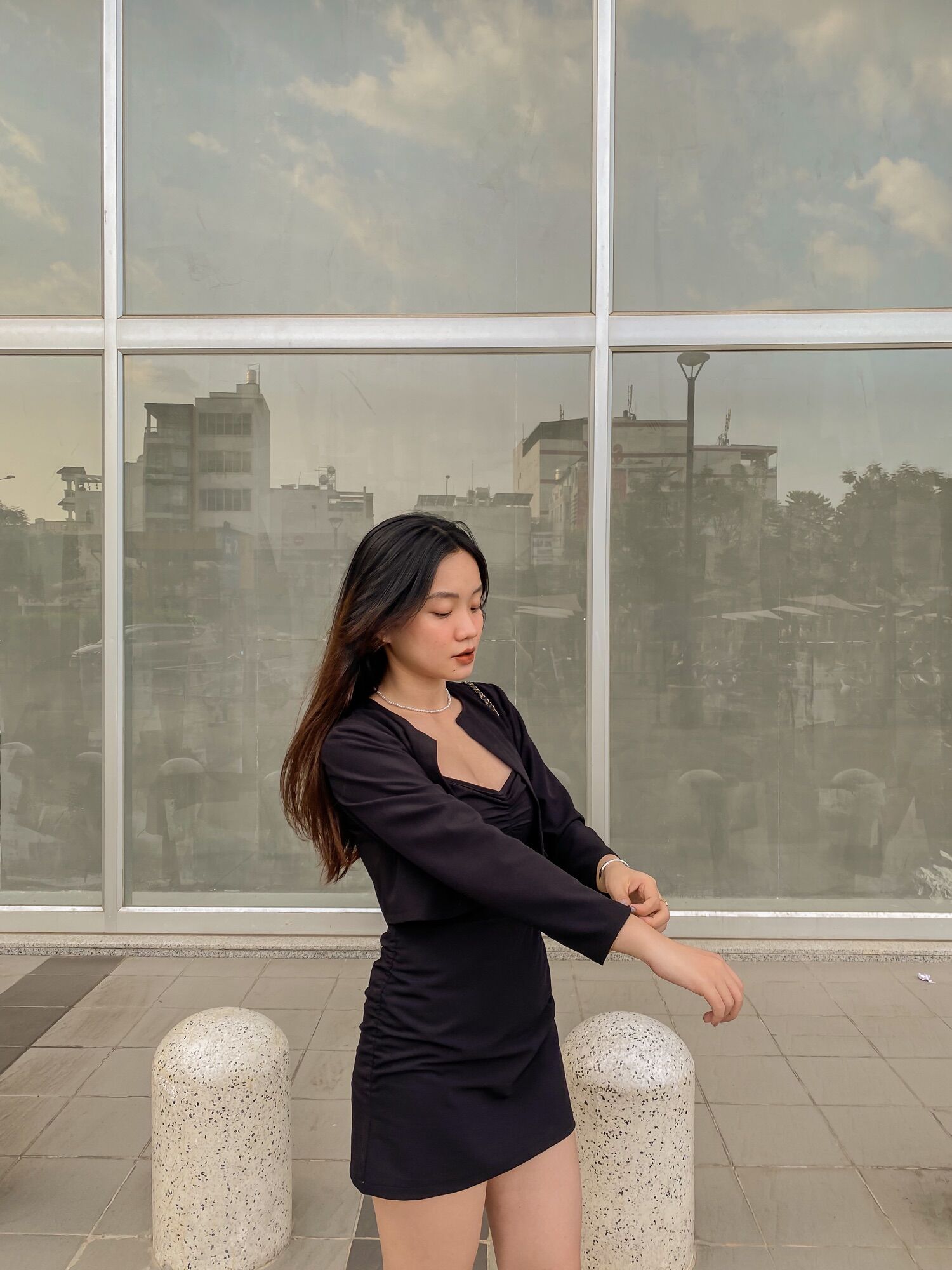 Set Đầm 2 Dây Kèm Áo Khoác_ Mona Set