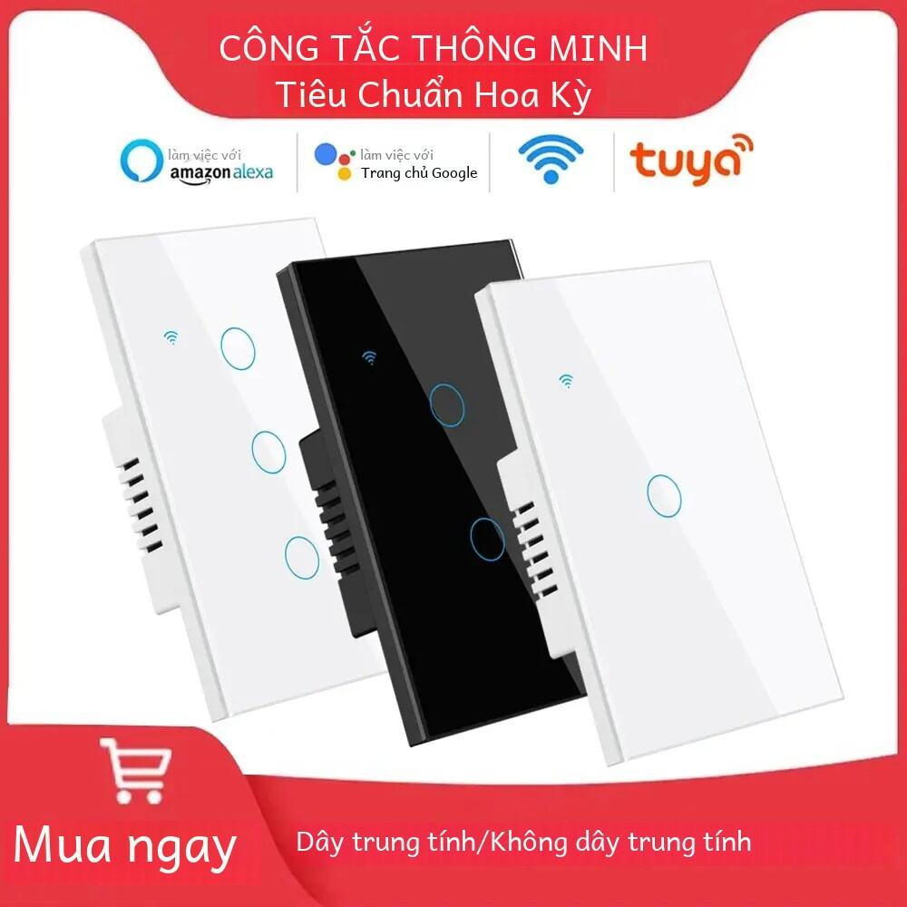 Tuya WiFi Thông Minh Công Tắc Cảm Ứng Dây Trung Tính/Không Dây Trung Tính 1/2/3/4 Băng Đảng Điều Khiển Ánh Sáng Hoạt Động Với Alexa Google Home Ứng Dụng Điều Khiển