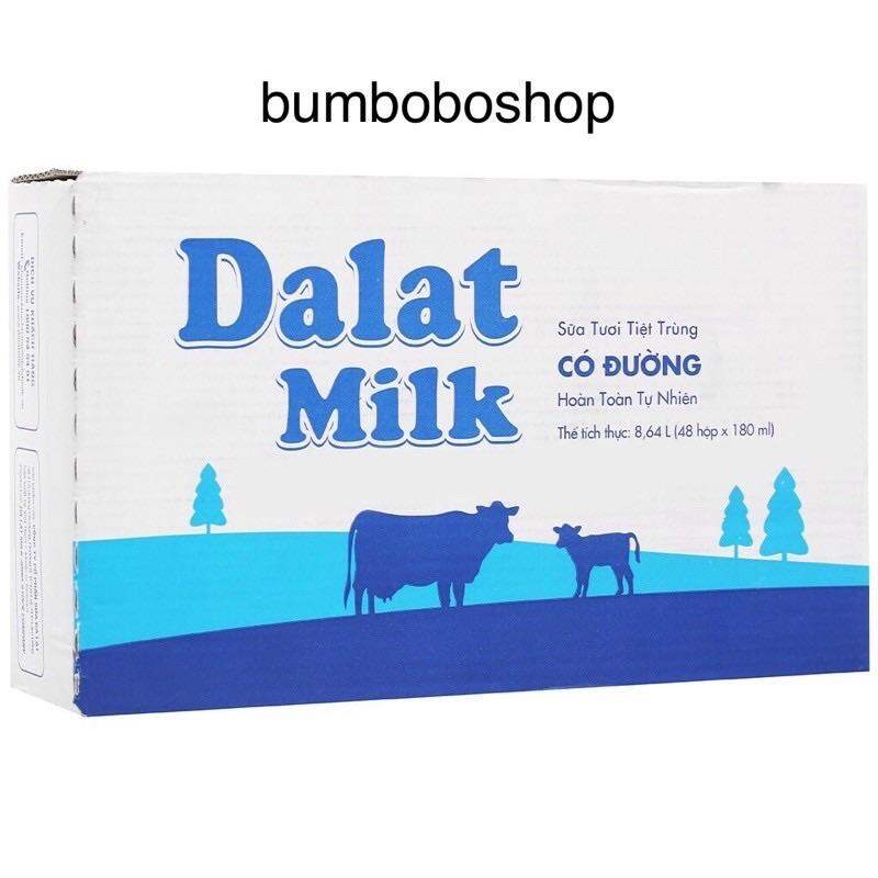 thùng 48 hộp sữa tươi DALAT MILK có đường (180ml/hộp)