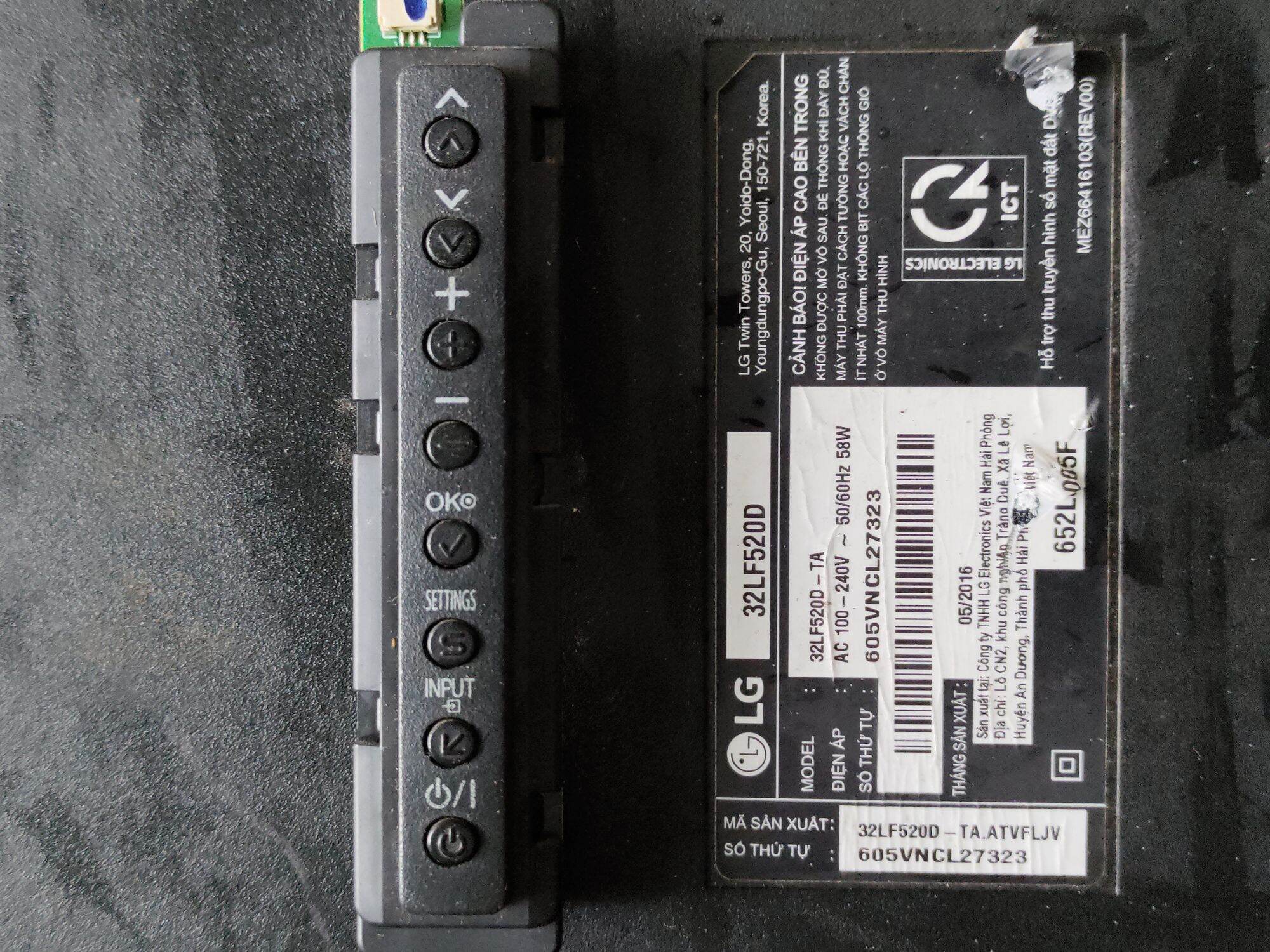 Mắt nhận và phím khiển tivi lg 32lf520d
