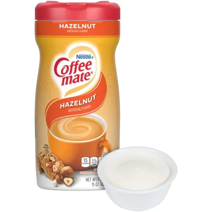  Bột kem sữa béo pha cafe làm trà sữa làm kem Nestle Coffee Mate Hazelnut của Mỹ hộp 425gr 