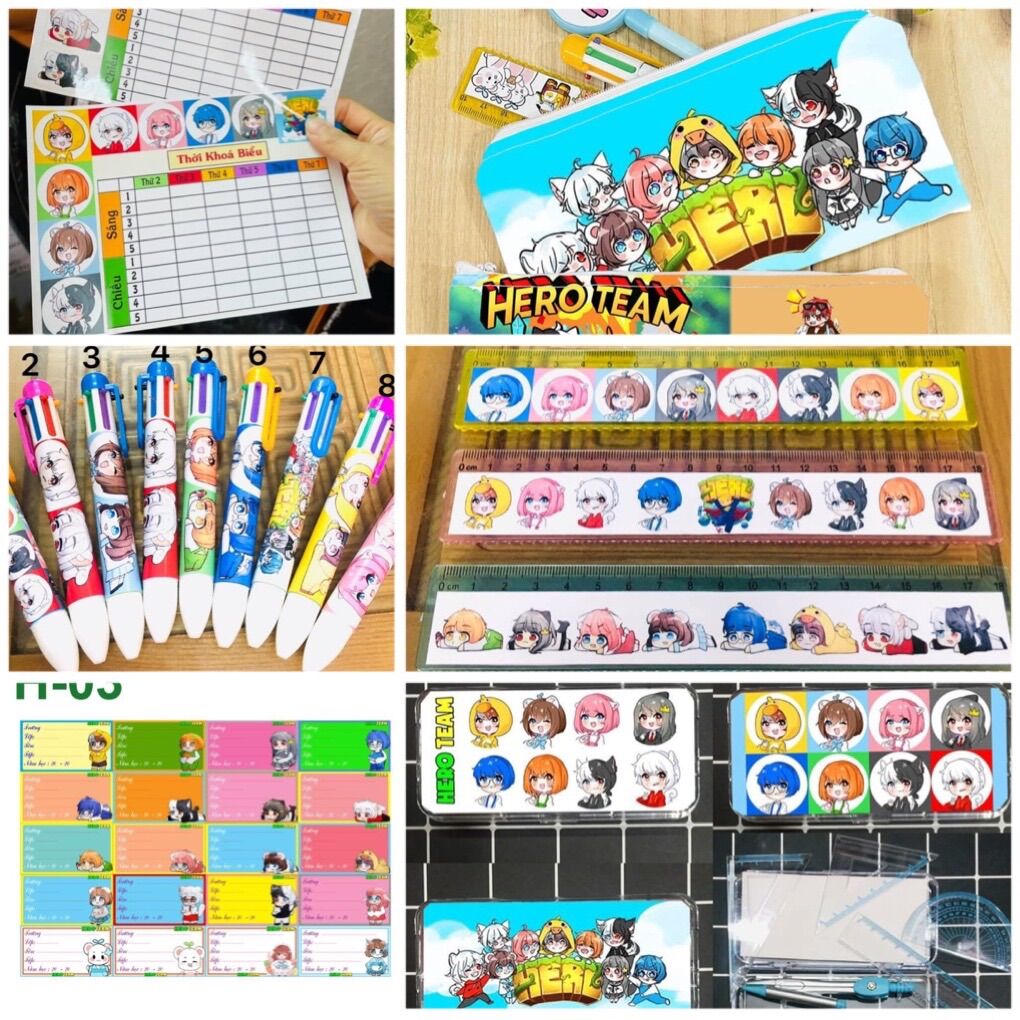 Đồ dùng học tập hero team 25 món/ Combo 25 sản phẩm in hình hero team