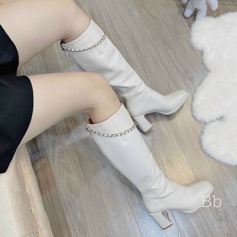 Bốt gối xích da nì gót 7p