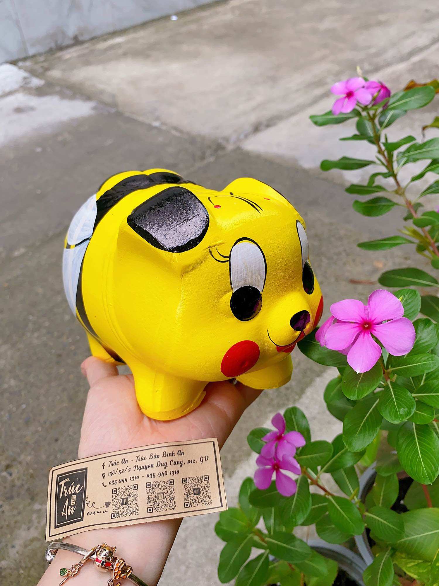 🐝 Heo đất Ong vàng - heo đất nung truyền thống vẽ hình, hàng sơn nước, vẽ tay tỉ mỉ