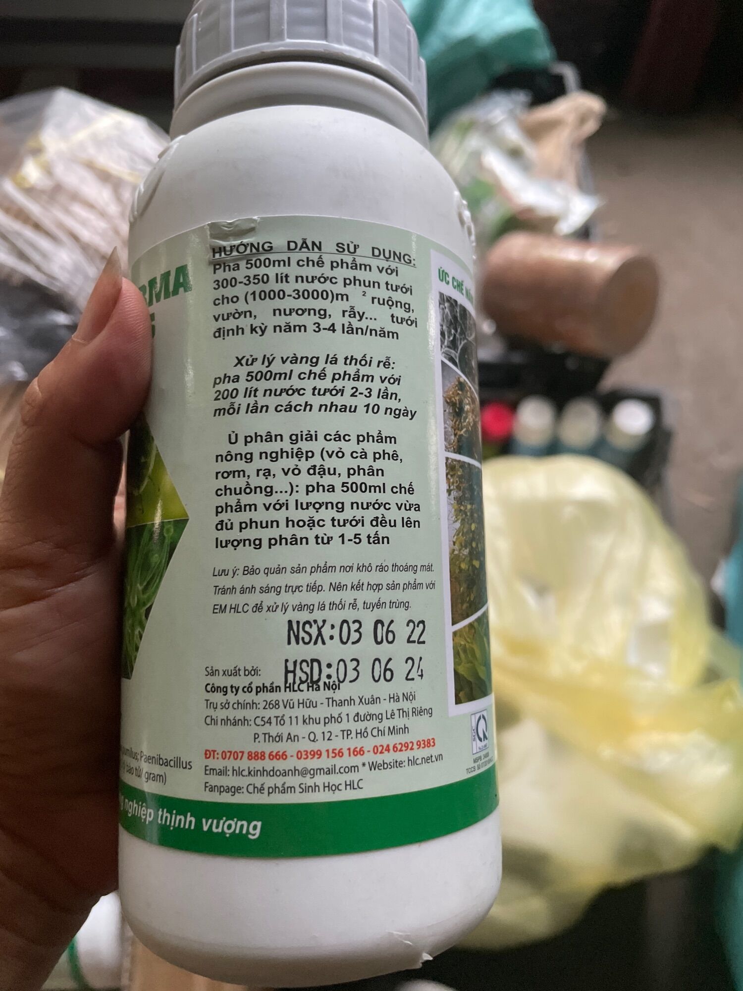 Nấm đối kháng Trichoderma Bacillus (dạng nước) chai 500ml